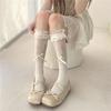 Lolita Socks Spring And Summer Hollow Lace Bowknot Thin Breathable White Stockings Middle Tube Casual Black Socks