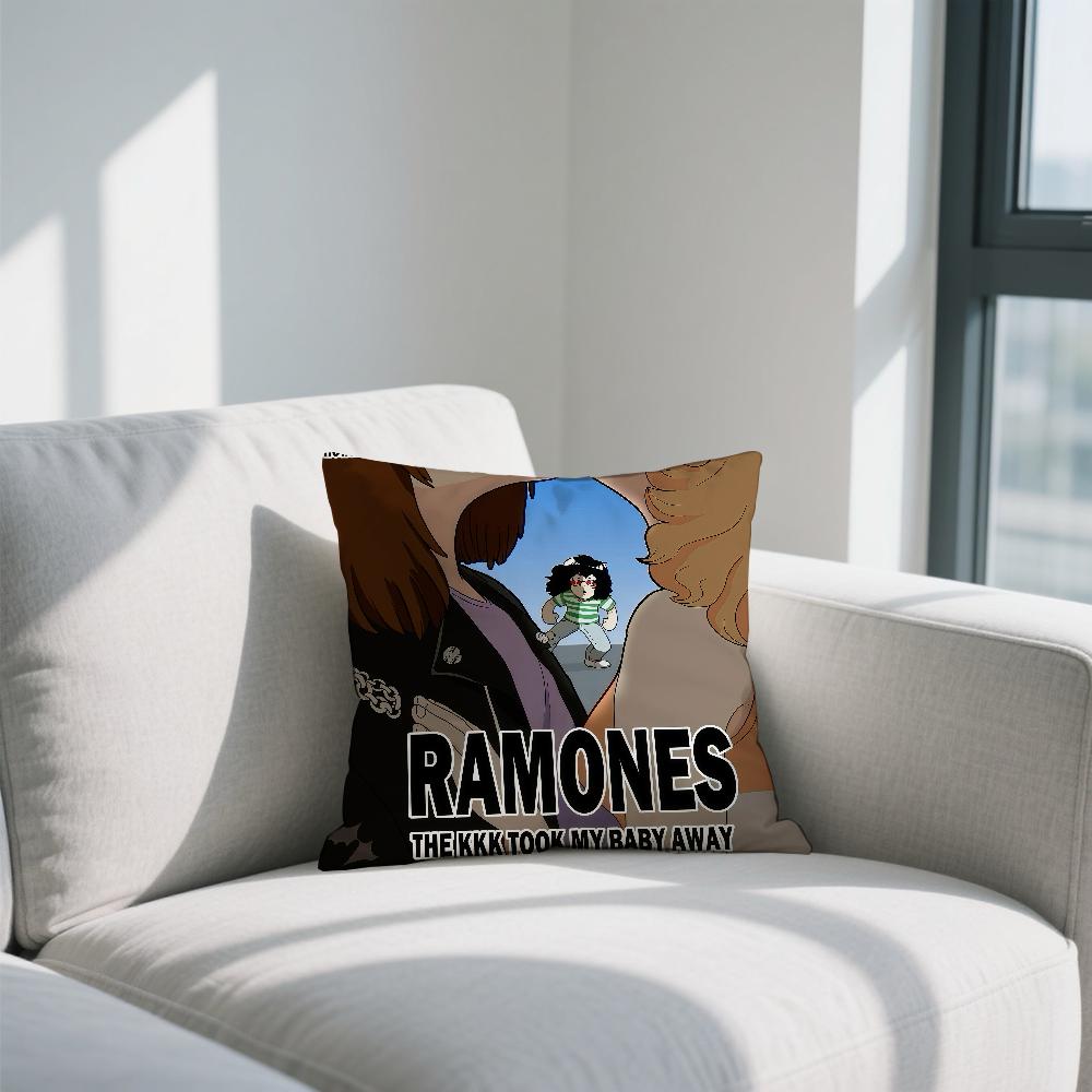 Rock Band R-Ramones cushion cover Double Sided Printed Polyester Pillowcase Pattern Decorative Zipper Cushion Cover