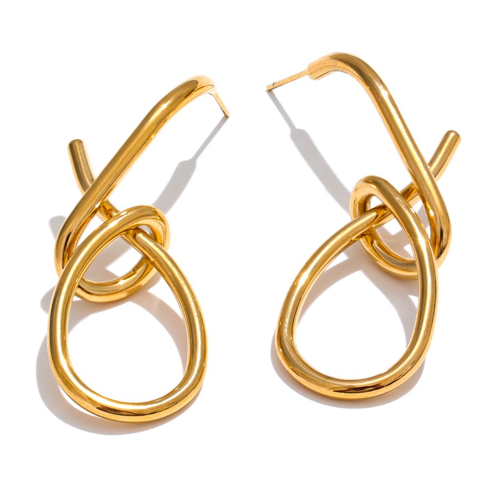 

Yhpup Personalized Stainless Steel Geometric Big Drop Unusual Earrings for Women Rust Proof Texture Statement Party Jewelry