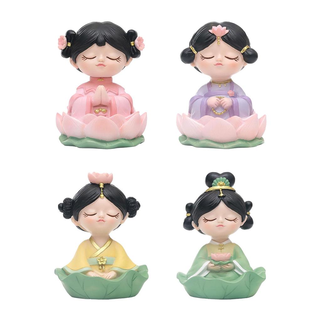 Girl Mini Statue Desktop Decoration Craft ,Creative ,Miniature Figurine Buddhist Girl Figurine for Cake Decoration Bedroom