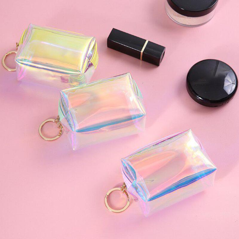 Pvc Transparent Laser Coin Purse Student Can Be Stored Waterproof Mini Coin Keychain Bag