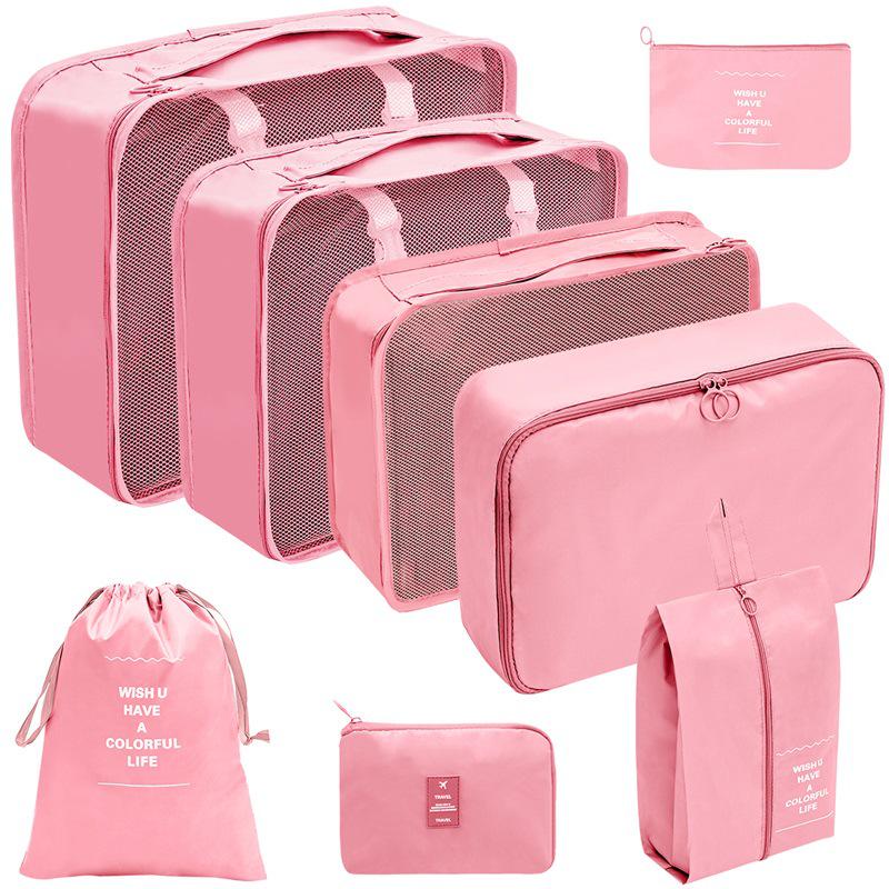 Travel Storage Set: Foldable Toiletry, Makeup, Clothes, Shoes, Digital Accessories, and Drawstring Luggage Bags.