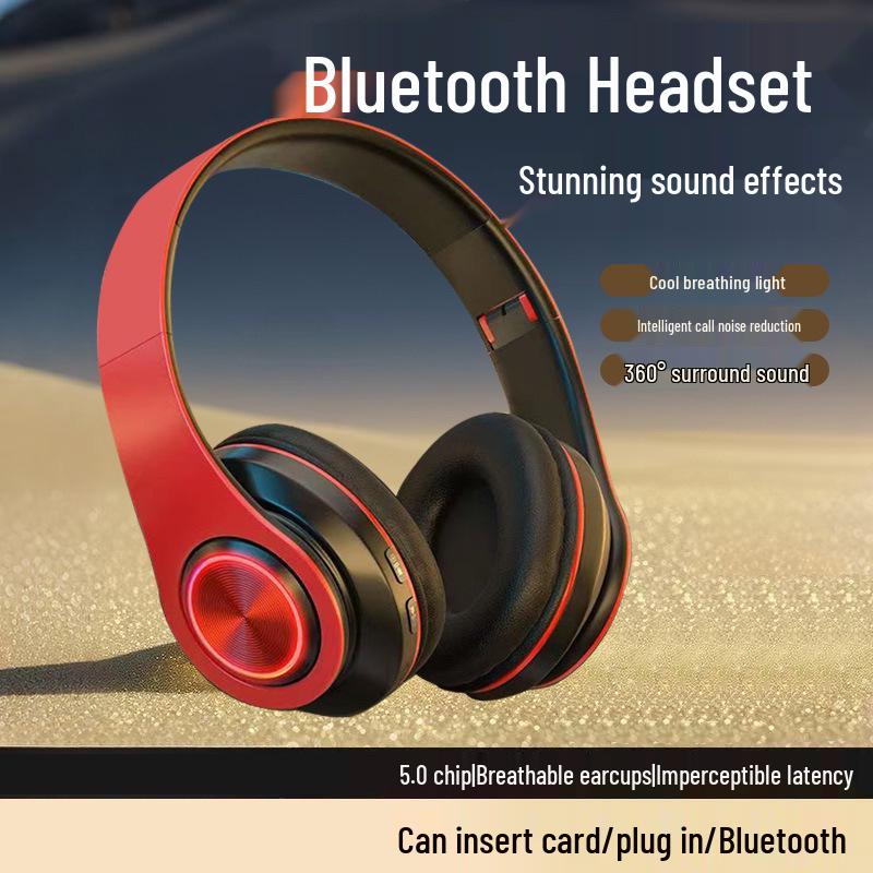 B39 Over-Ear Bluetooth Headphones with Cool Light Effects, Card Slot, and Enhanced Sound Quality for Men, Women & Students