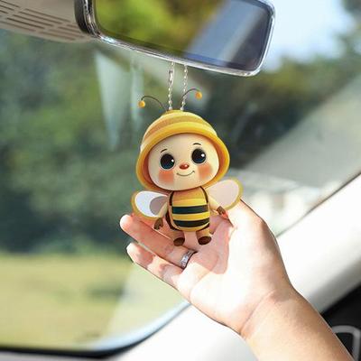 Acrylic Bee Hanging Decoration Single Side Printed Little Bee Ornament Car Rearview Mirror Keychain Pendant