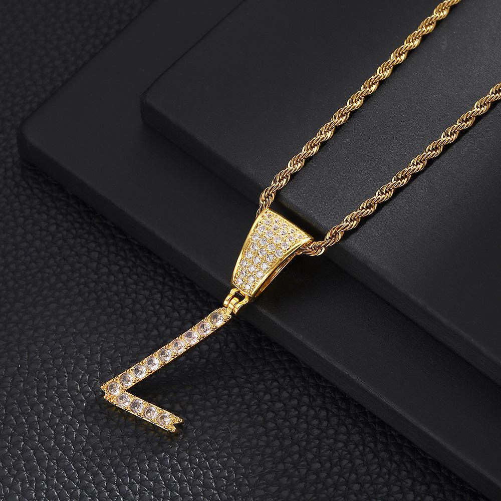 26 English Women'S Letter Pendants Necklace Twist Chain Zircon Letter Pendants Jewelry