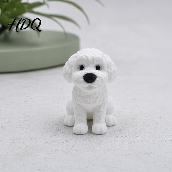 Desktop Dog Ornament 3D Printed Figurine Cute Small Puppy Statue Collectible Figurine Animal for Home Office Desk Shelf Decoration