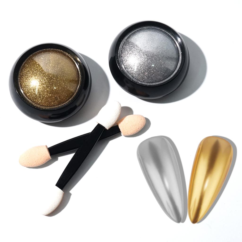 1 stücke Nagel Glitter Metallic Reiben Staub Gel Polnischen Pigment Shinning Metall Maniküre Decor Magie Spiegel Pulver Gold Silber Chrom