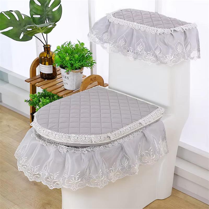 3 PCS/Set European Style Toilet Seat Cushion Bathroom Toilet Seat Cover Lace Home Toilet Seat Cover Fabric Toilet Cover