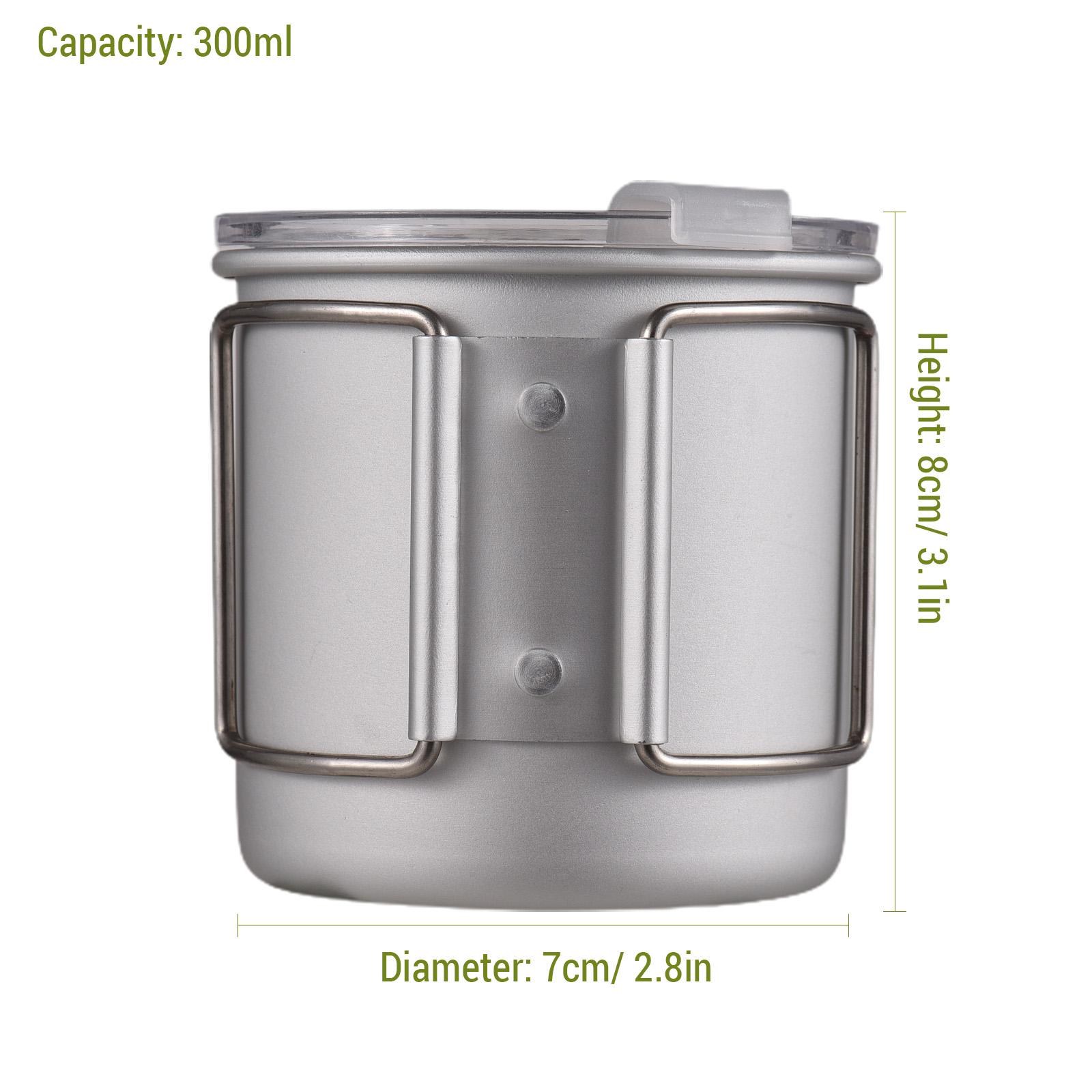 

Outdoor 300ml Camping Hard Anodized Aluminum Water Cup with Folding Handle and Lid for Outdoor Camping Hiking