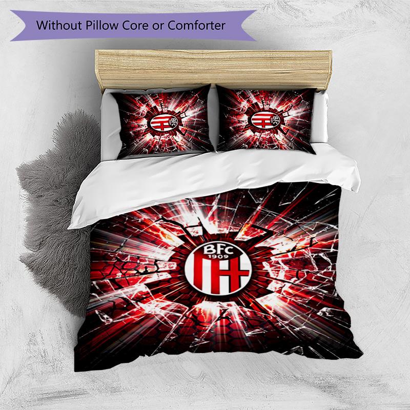 Bologna FC Printed 3PCS Bedding Set Breathable Duvet Cover with Pillowcases Decorative Bed Linen for Bedroom Home