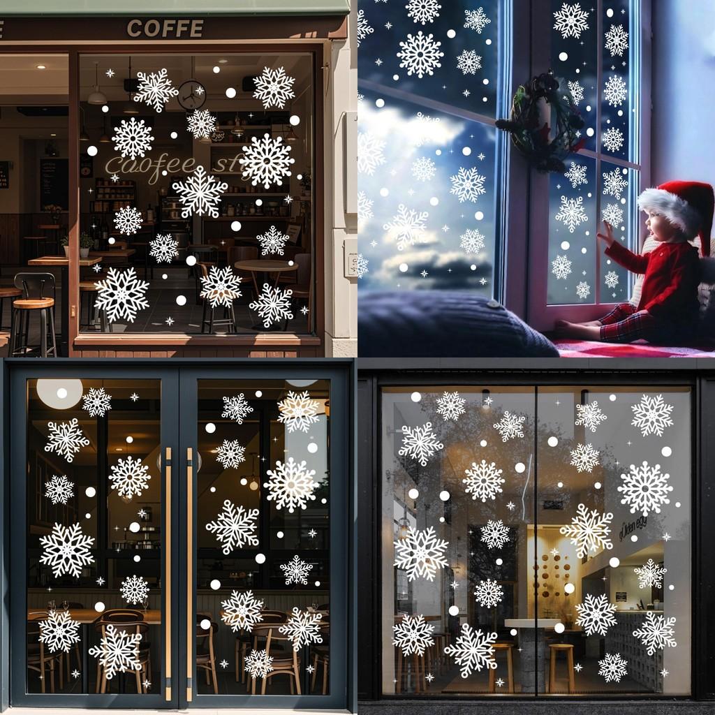 Weihnachts-Schneeflocken Statisch Haftende Fensteraufkleber PVC Für Feiertagsdekoration Set von Drei