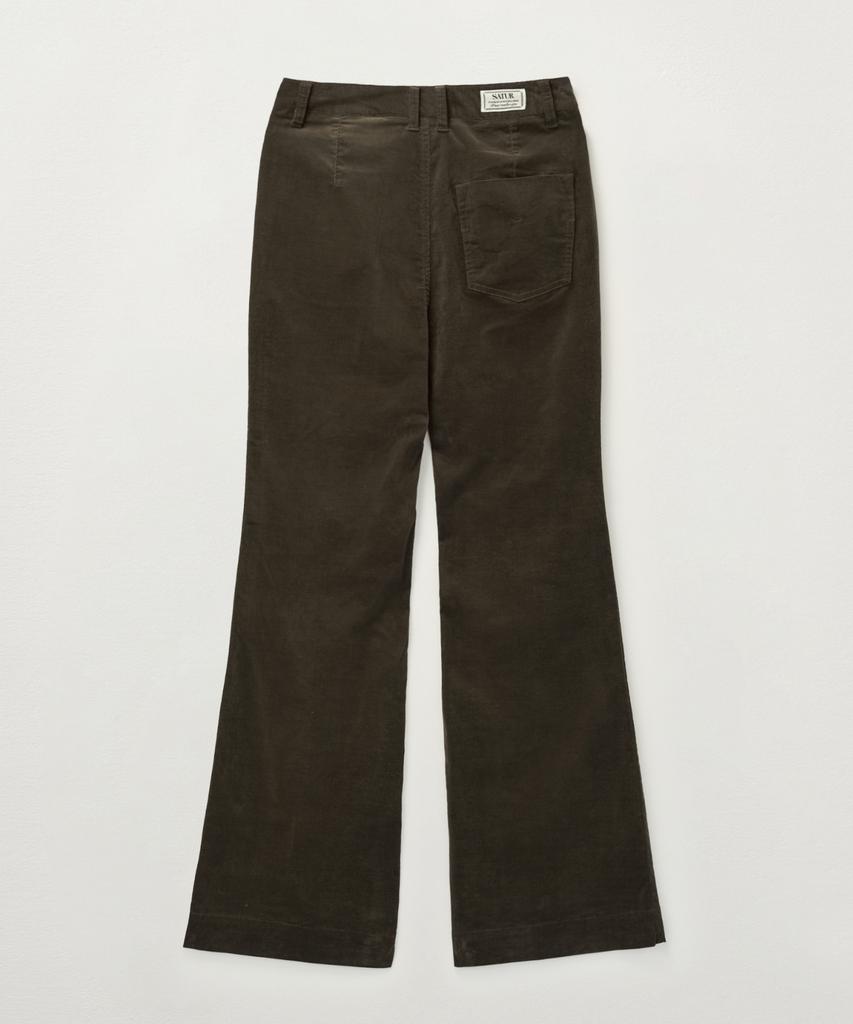 Seteo (W) Soft Corduroy Semi-Flare Pants Brown