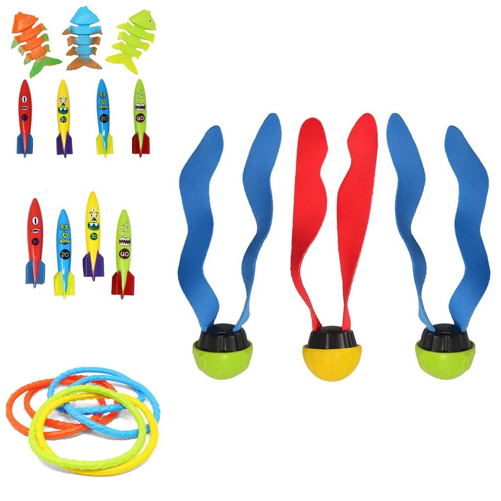 Colorful Kids Diving Toy Set With Water Rings Torpedo Pool Fun For Ages 3 To 6 Years