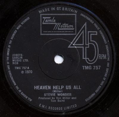 7inch Record STEVIE WONDER - Heaven Help Us All TMG757 Tamla Motown 1970 UK Soul/Funk Used