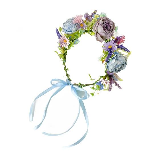 Bridal Headband Artificial Flower Decor Ribbon Lace-up Garland Wedding Ceremony Headband Weddings Travel Fairy Hair Garland Hair
