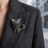Zircon Crystal Cat Brooches Cute Vintage Brooches New Cat Badge Pins  Gift