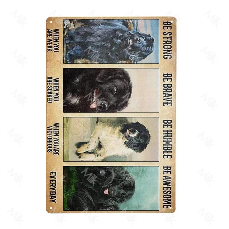 Metal Poster Newfoundland Dog Tin Sign Plate Retro Decor Cafe Home Pet Shop Bedroom Beach Vintage Home Decor Wall Art Plaque