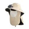 Solar Power Fisherman Hat With 3 Speed Fan Rechargeable Battery Face Neck Cover Sunproof Hat For Hiking Fishing
