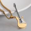 New Style Stainless Steel Guitar Pendant Necklace, Two-Tone Electroplated, 52MM Fashion Accessory.