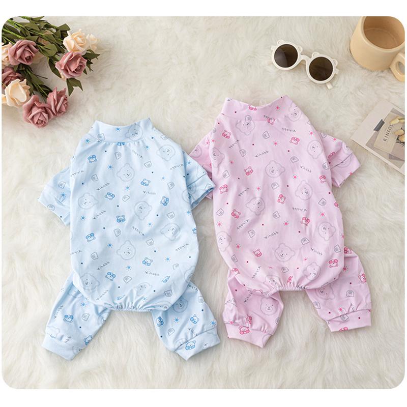 Dog Cat Soft Pajamas Jumpsuit Bears Design Puppy Sleepwear Nightshirt Clothes Pure Cotton Pet Apparel