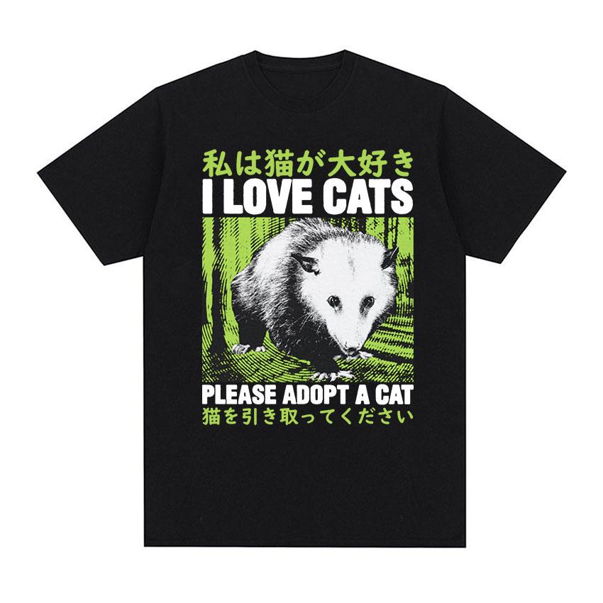 Japanische Ratte Zeig mir den Käse Lustiges Grafik-T-Shirt Unisex Damen Retro Gothic Kleidung T-Shirts Harajuku Übergroßes Baumwoll-T-Shirt