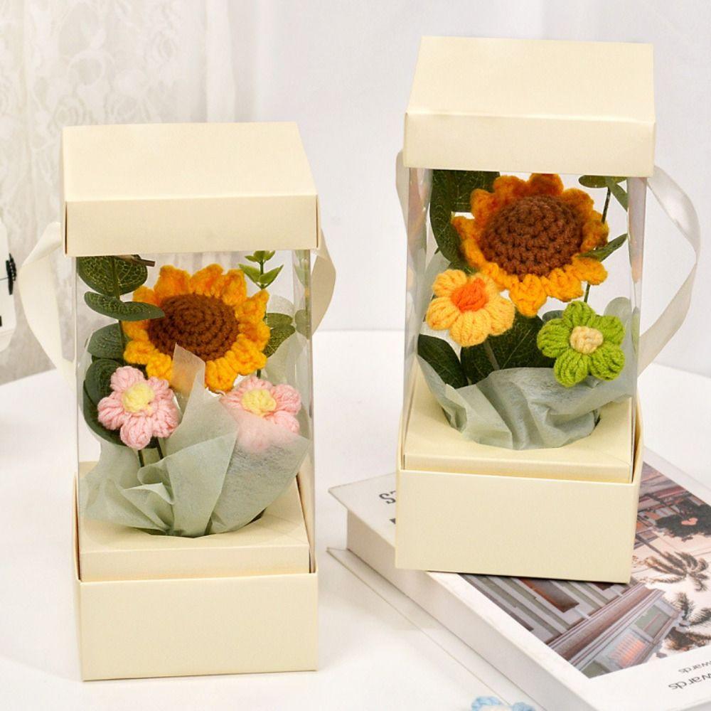 5PCS Paper Box Bouquet Wrapping Bag Transparent Flower Bag Handheld Flower Box  Valentine Day