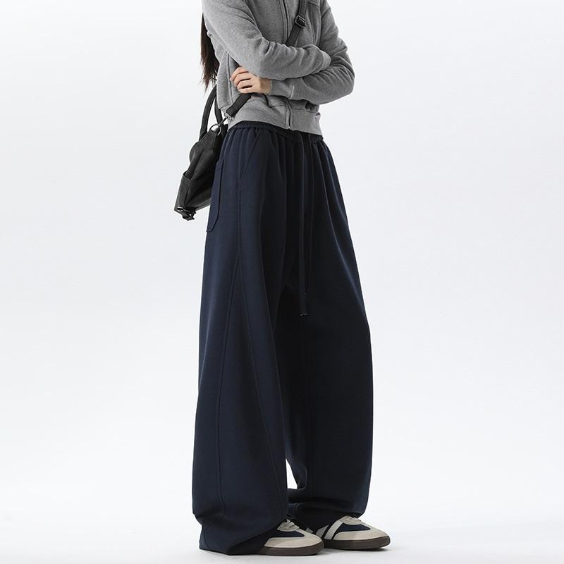Cotton Drawstring Wide Leg Sweatpants, Loose Straight Leg Casual Sports Five Points Trousers For Summer Streetwear