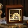 3D Galaxy Crystal Cube Night Light with Wooden Base - Illuminated Desktop Ornament, Perfect Birthday Gift