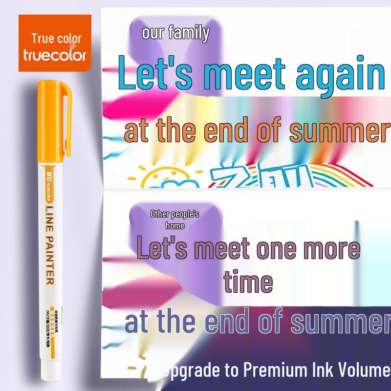 True Color Outline Pen: Dual-Line, Glitter, Black Journal & Border Art Tool.