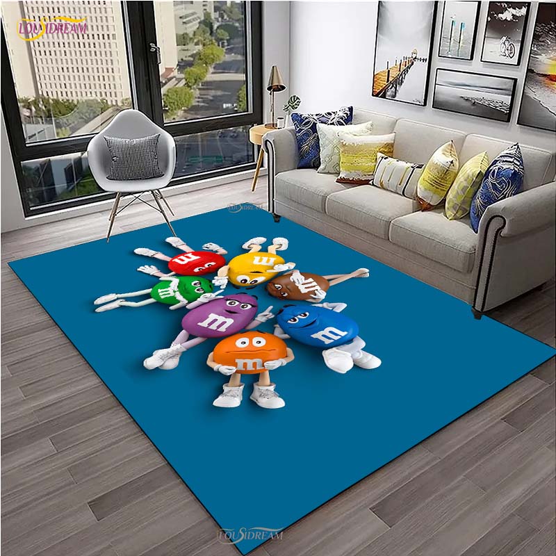 M&M Sweet Cartoon Kawaii Cute Carpet for Living Room Bedroom decor Yoga Area Rug Kitchen Unslip Floor Mat Alfombra Birthday gift