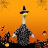 Porch Goose Outfits Gold Stamping Skull Christmas Tree Pattern Goose Clothes for 23" Cement Goose Holiday Goose Costume for Garden Yard Decor