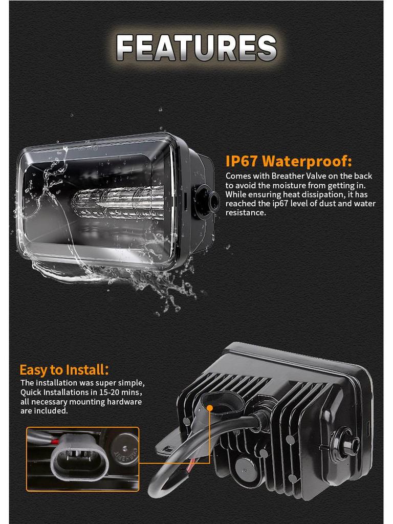 Ford F150C Special New Square LED Front Bumper Fog Lights