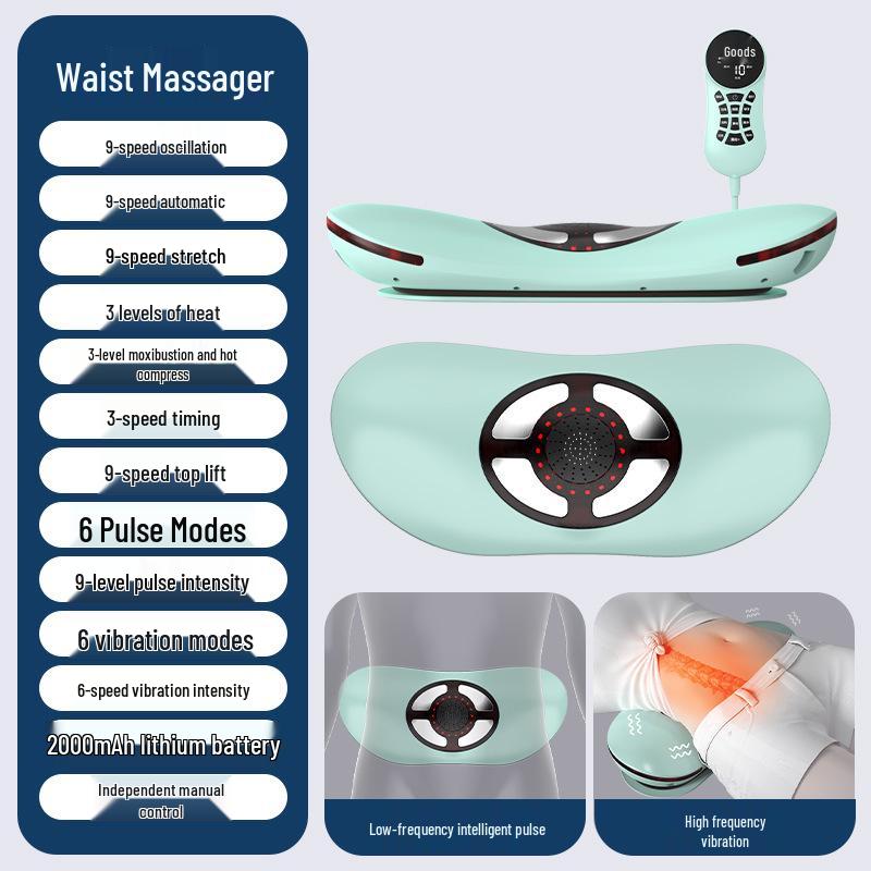Lumbar Support Heated Waist Massager Pillow with Multi-Function Massage and Charging Capability