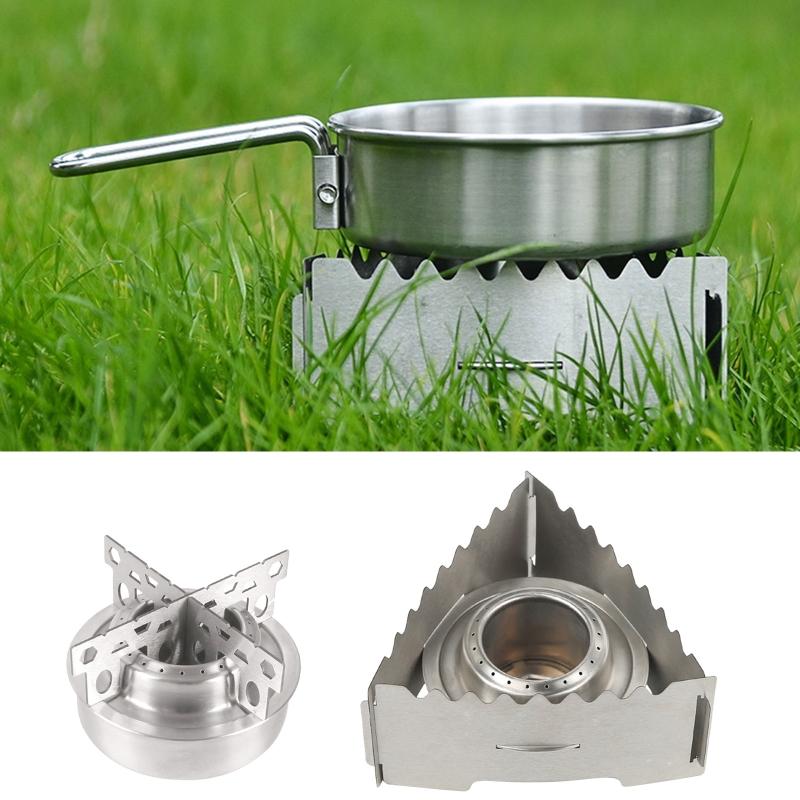 Portable Alcohol Stove with for Cross Stand Stove Rack Support Stand Outdoor Stainless Alcohol Stove and Rack Combo Set