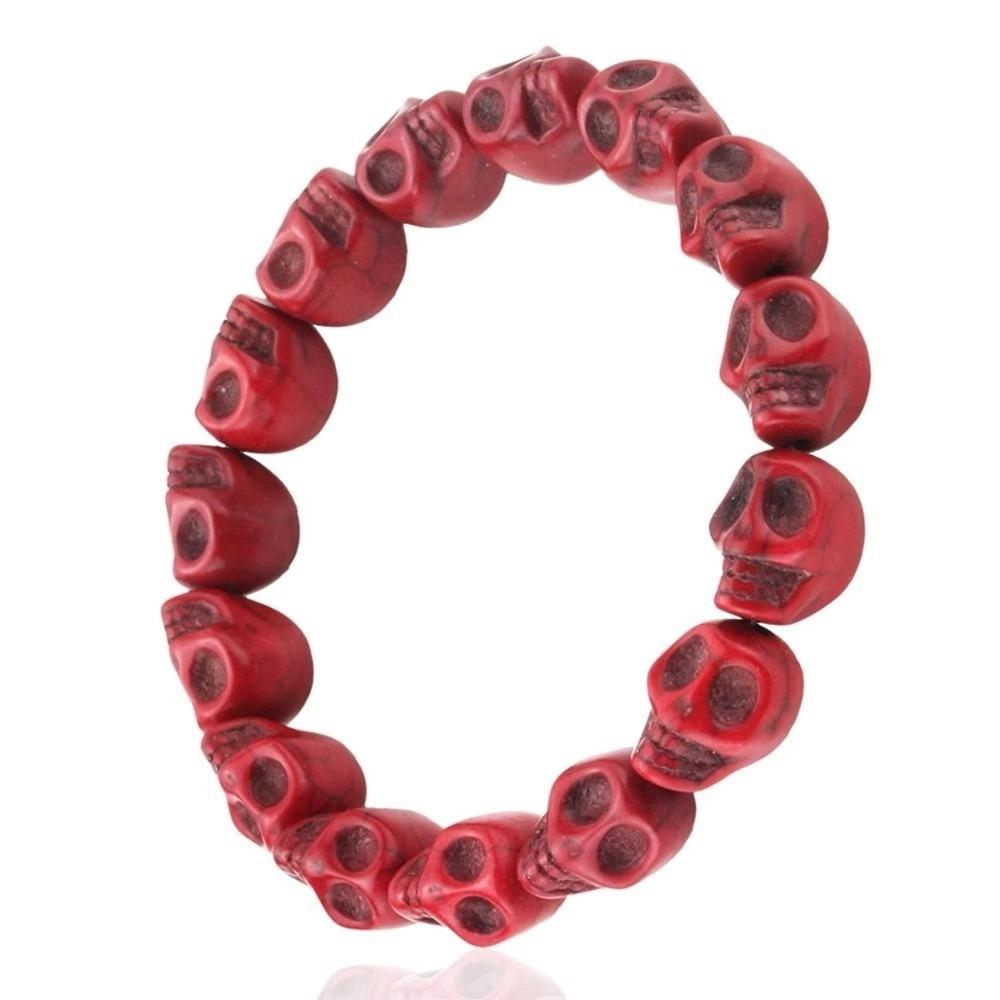 Acrylic Skeleton Beaded Bracelet Bone Stone Elastic Bangle Punk Skull Beaded Bracelet Teenager