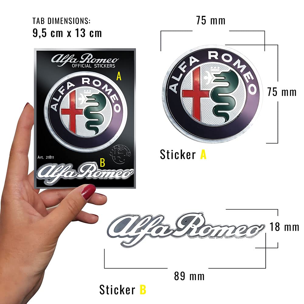 Alfa Romeo Official Sticker, Rome O Official Sticker, 1 Logo d 75mm 1 Lighting 94 x 131 mm