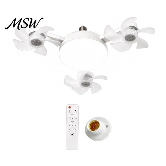 Smart Home Ceiling Fan 3/4/5 Blade with Light & Remote Control, 2-in-1 Silent LED Drone Eye Protecting Foldable Blades, 3-Speed Dimmable E27