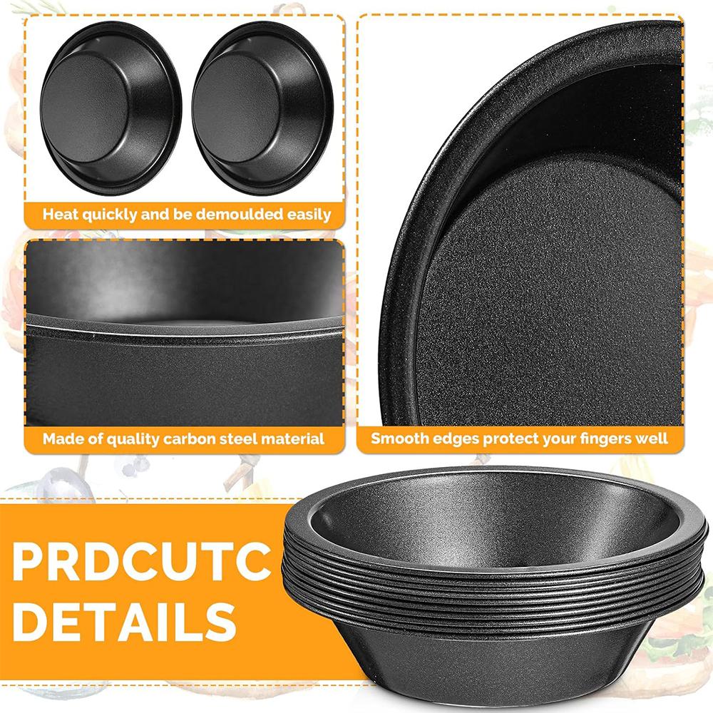 LMETJMA Mini Pie Pans Carbon Steel Pie Pans Nonstick Small Pie Tins Round Bread and Meat Pie Tins for Cake Bread Dessert