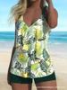 New Fashion Tropical Coconut Tree Print Tankini Women's Twopiece Comfortable Split Swimsuit
