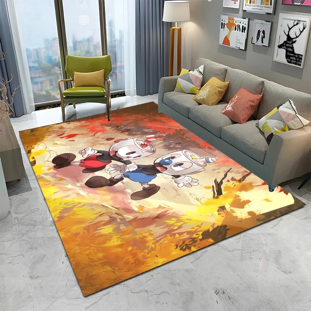 

3D Game Cuphead and Mugman Gamer HD Carpet Rug for Home Living Room Bedroom Sofa Doormat Decor,kids Area Rug Non-slip Floor Mat 40x60cm