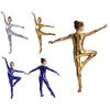 Costum de scenă pentru copii Salopetă metalică cu picior și mânecă lungă Fermoar frontal Body strălucitor pentru spectacol de dans Recital de gimnastică