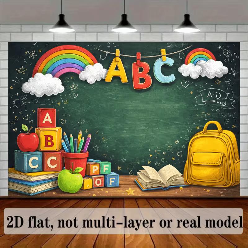 2D Preschool Alphabet Backdrop First Day School Shoot Banner