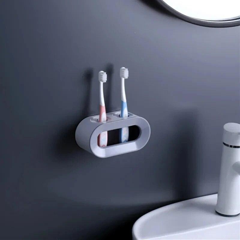 1pc Electric Toothbrush Holder Wall-Mounted Holder Space Saving Bathroom Accessories Double Hole Self-adhesive Stand Rack