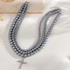 Cross Pendant Beaded Necklace With Geometric Style Handmade Chain For Men And Women