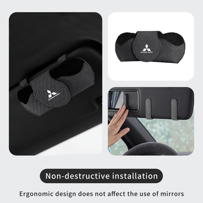 Universal Car Sunglasses Storage Box Sun Visor Glasses Case For Mitsubishi Outlander Lancer Eclipse Mirage Xpander Attrage