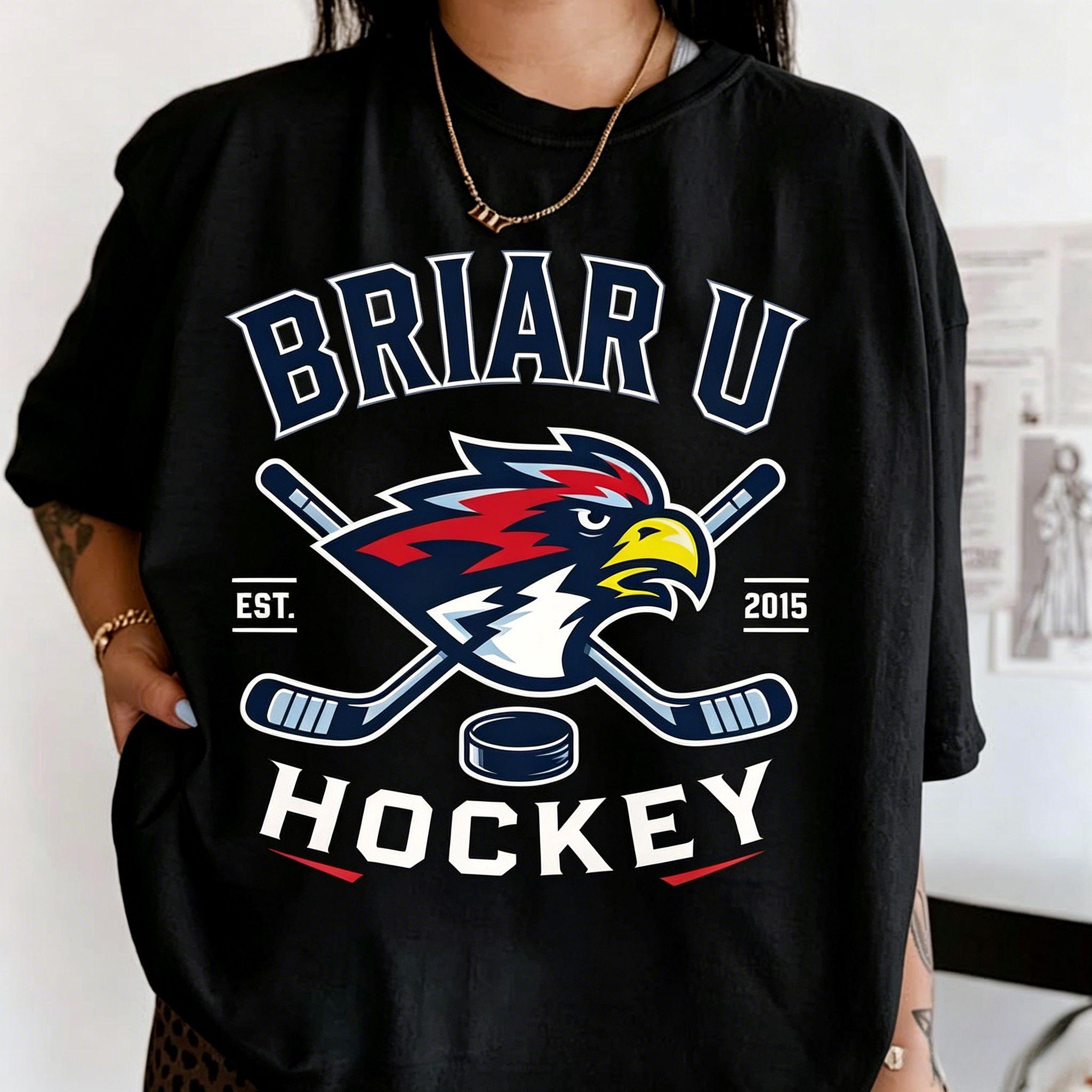 Off-Campus Briar University Hawks Graphic Unisex Cotton Shirt 2026 Summer New Men s Y2k Ice Hockey Streetwear T-shirt Daily Wear Cool Top 4XL