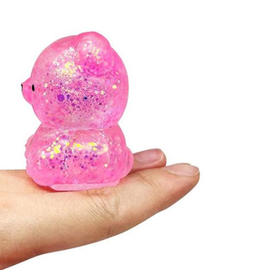 Mini Glitter Bear Squeeze Toy Stress Relief Clear Bear Stress Sugar Ball Sensory Toy Soft Slow Rising Decompression Fidget Toy