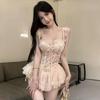 Sous-vêtements sexy pour femmes à petits seins, soulève et montre la poitrine, impression et teinture florales, soutien-gorge sweet fish bone avec coussinets, affinant la taille