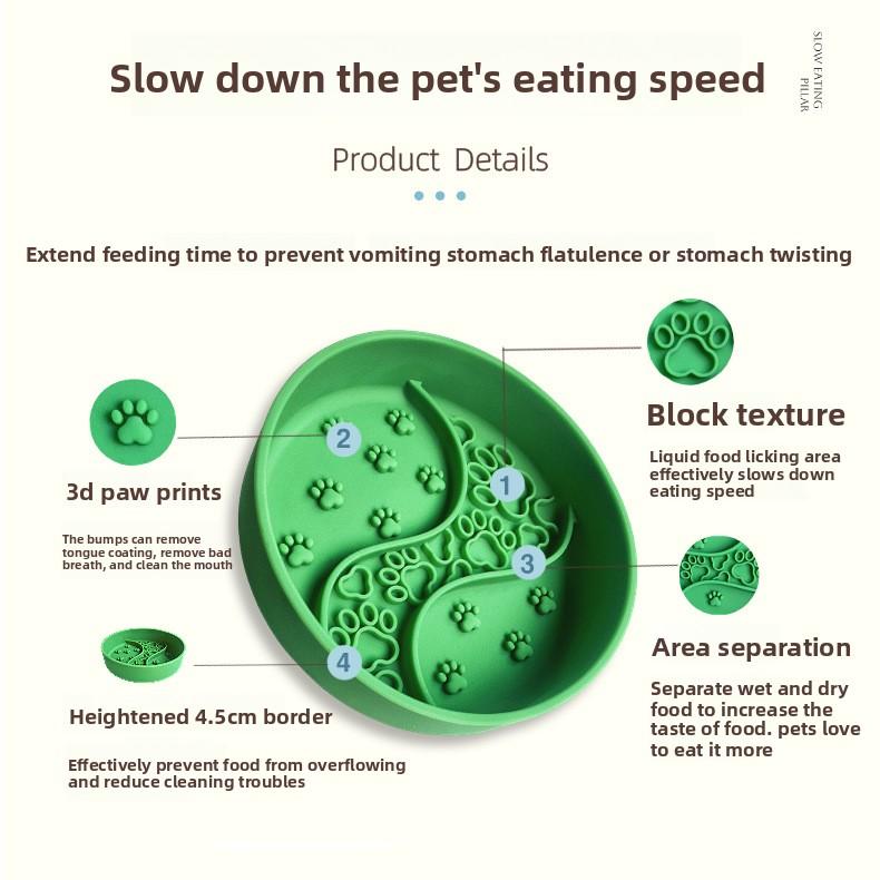 Modern Solid Pattern Silicone Slow Feeder Bowl Anti-Spill Anti-Choke Divided Food Tray Lick Mat for Cats Dogs Water Application