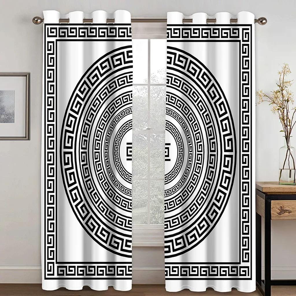 3D-Luxus-Vorhänge aus Polyester mit abstraktem Barock-Druck, Gold, für Schlafzimmer, Büro, Küche, Wohnzimmer, Fensterbehandlung, Heimdekoration, 2 Stück